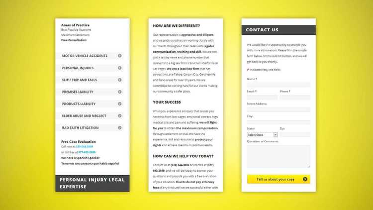 McHugh & McHugh homepage mobile. Rendering of the website homepage in a mobile device.