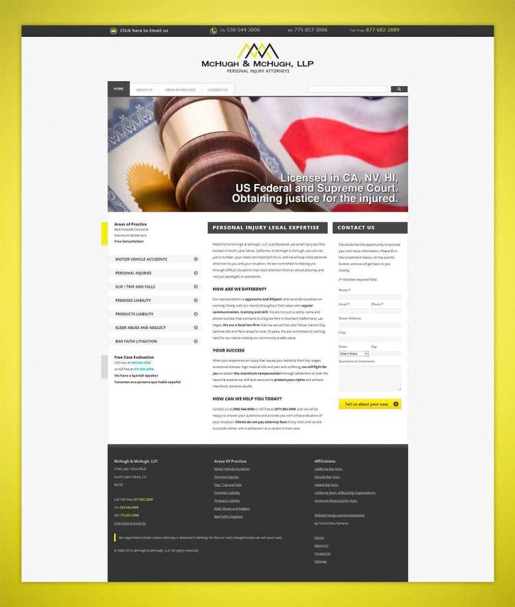 McHugh & McHugh website homepage Rendering of the website homepage in a desktop computer