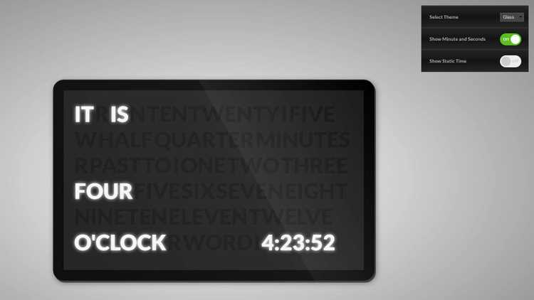 Clock Settings Showing option menu for tweaking clock settings.
