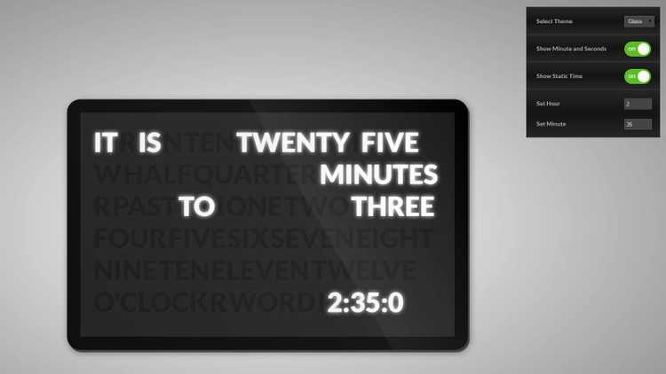 Advanced Clock Settings Additional settings allowing users to manipulate the clock.