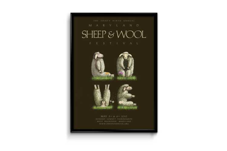Maryland Sheep and Wool Festival Poster Verticle poster render, showcasing LOVE logo created with sheeps.