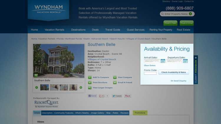 Availability and Pricing Search Search widget allowing guests to check availability and pricing by date.